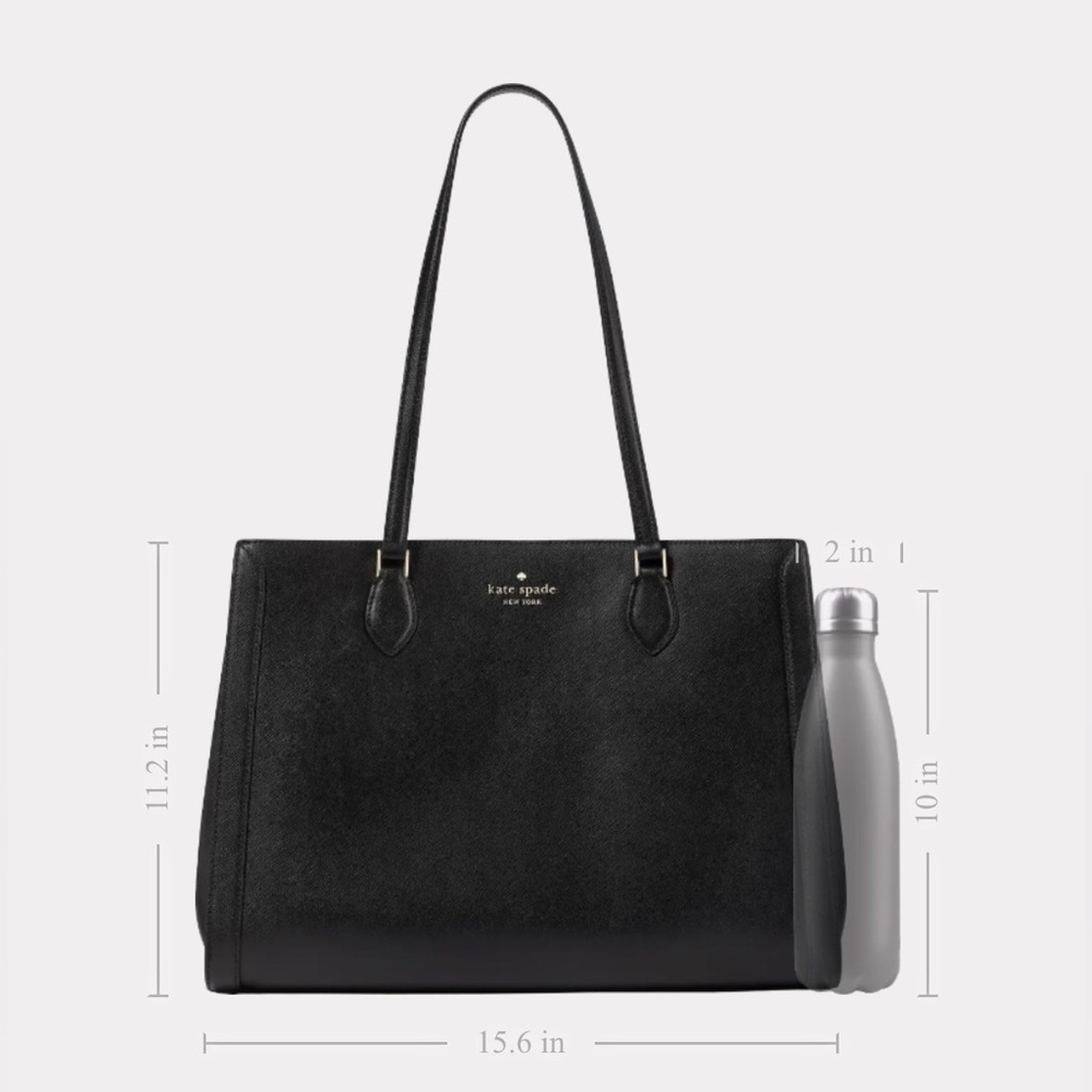 NWT - Kate Spade Outlet Saffiano Large Black Laptop Tote (gold hardware) - Picture 8 of 8